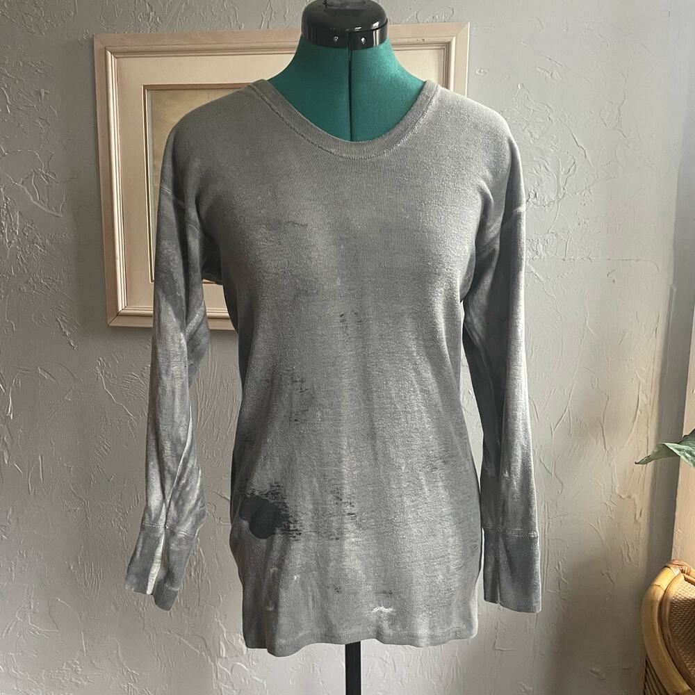 BLK OPM Black Opium Avant Garde Art to Wear Long Sleeve Shirt Lagenlook Grey S